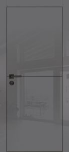 Межкомнатная дверь HGX-19 черная кромка с 4-х ст. Графит глянец